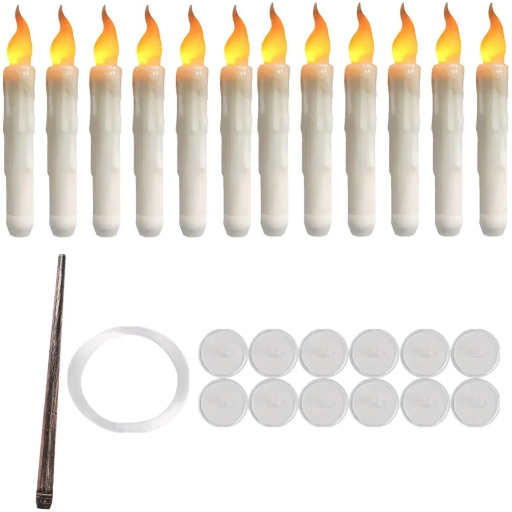Floating Flameless LED Taper Candles with Magic Wand Remote