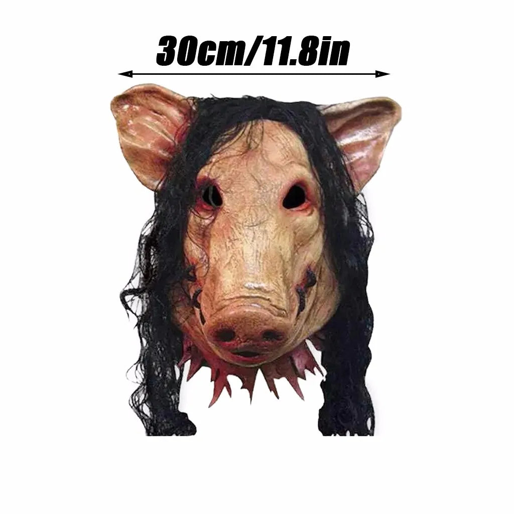 Bald Pig Head Latex Mask – Halloween Cosplay Costume Prop