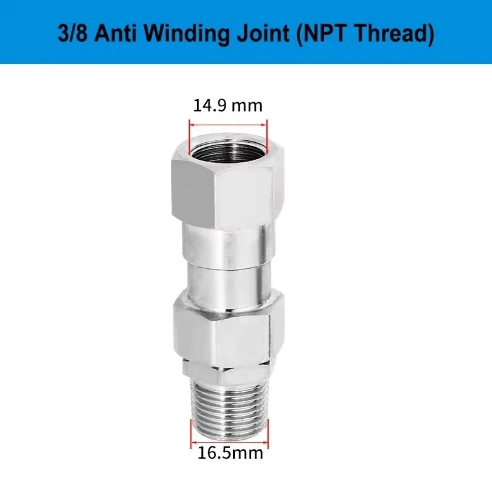 360° Stainless Steel Pressure Washer Swivel Joint 1/4 & 3/8" NPT