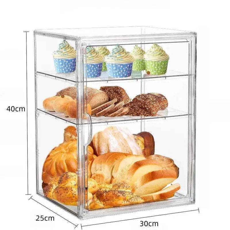 Stackable Clear Bread Display Case 1–4 Tier Dustproof Food Storage