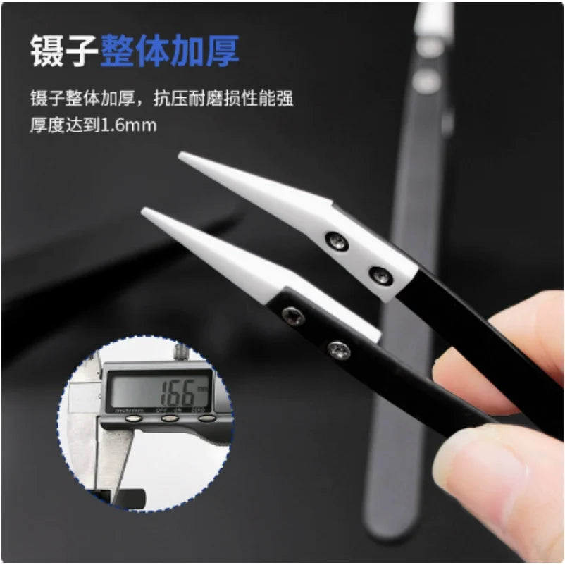2-Pack Ceramic Tip Stainless Steel Soldering Tweezers