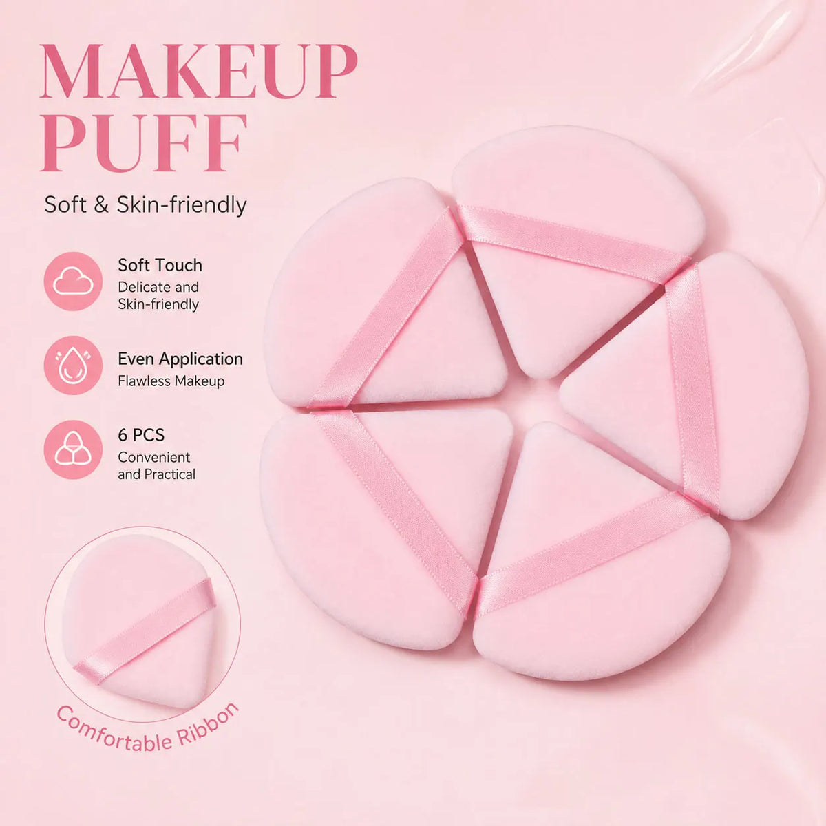 Triangle Powder Puff Set – Reusable Makeup Sponges 3/5 Pc
