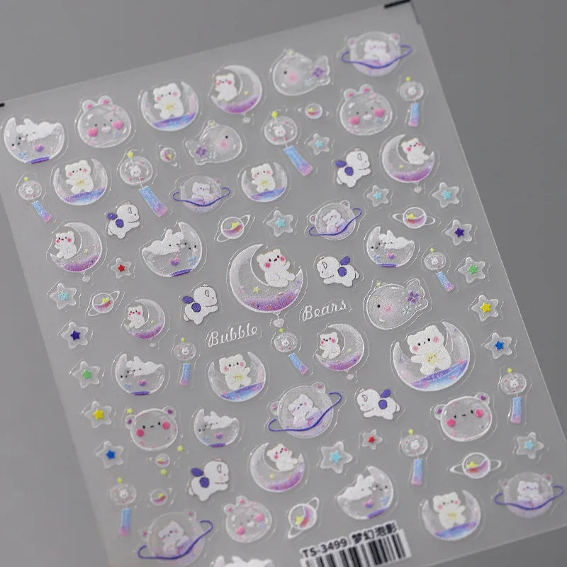 5D Embossed Turtle Nail Stickers – Frosted 3D DIY Decals