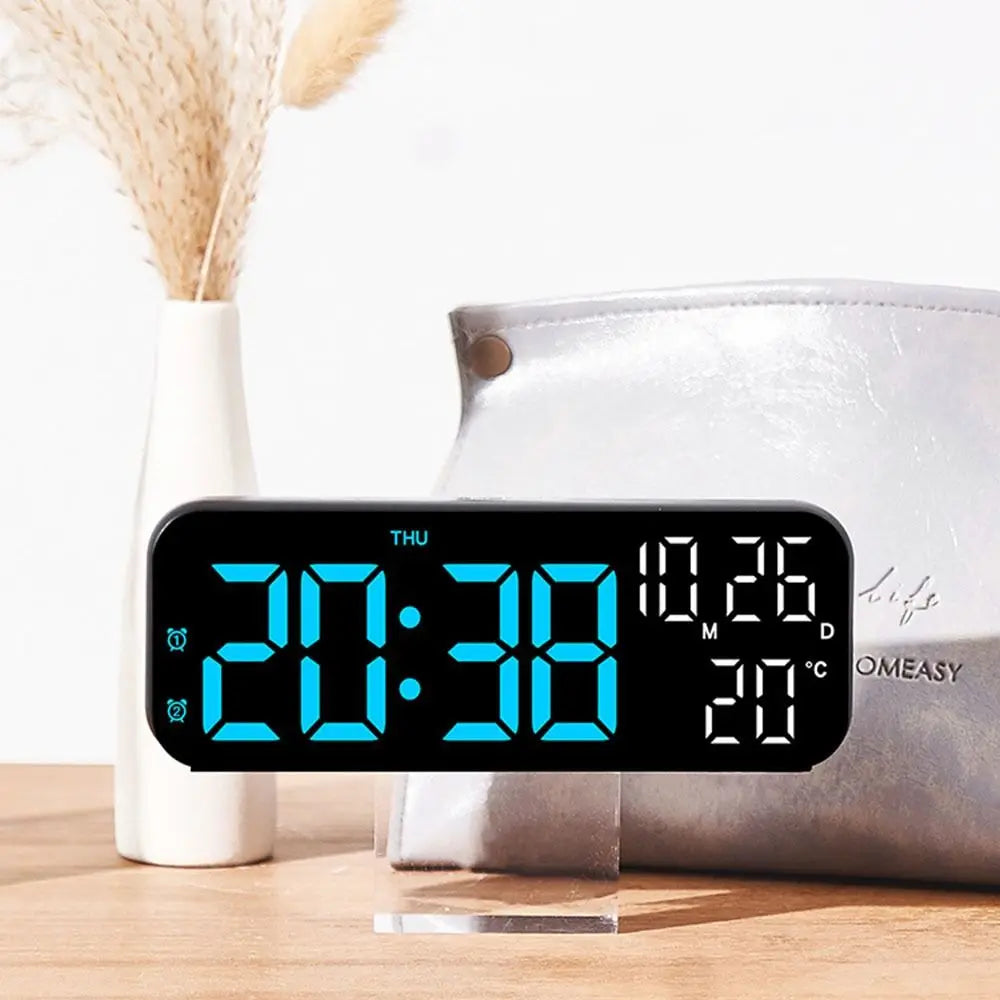 Digital LED Table Clock – Temperature, Date & Voice Control