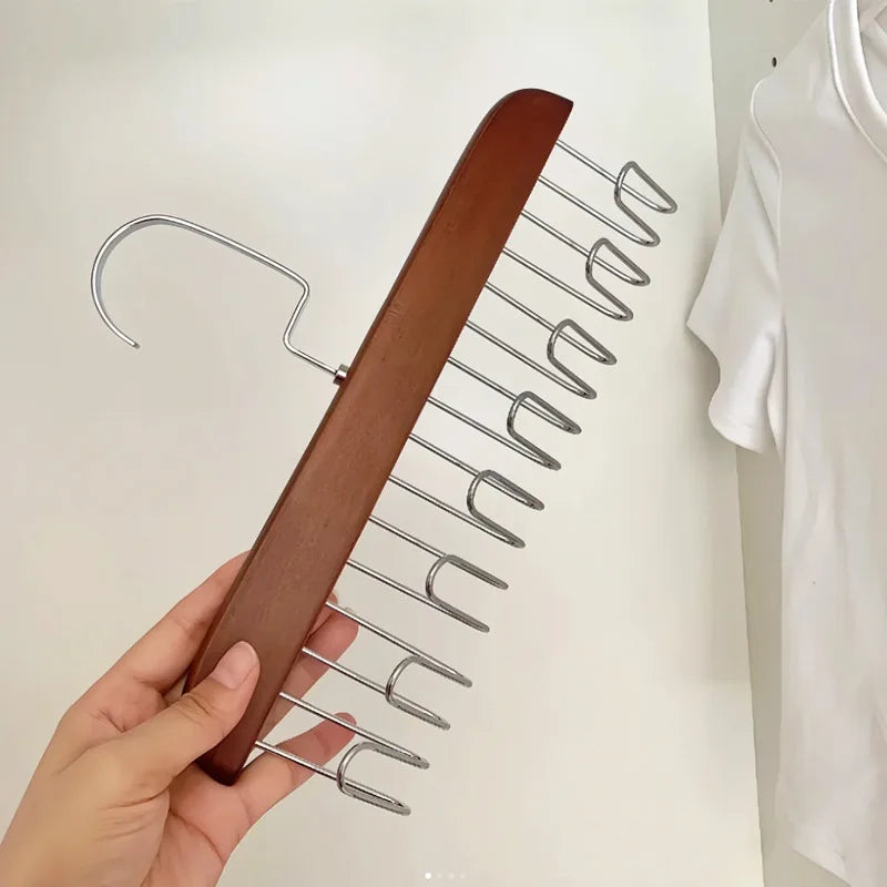 Wooden 360° Multi-Hook Hanger – Wardrobe Closet Organizer