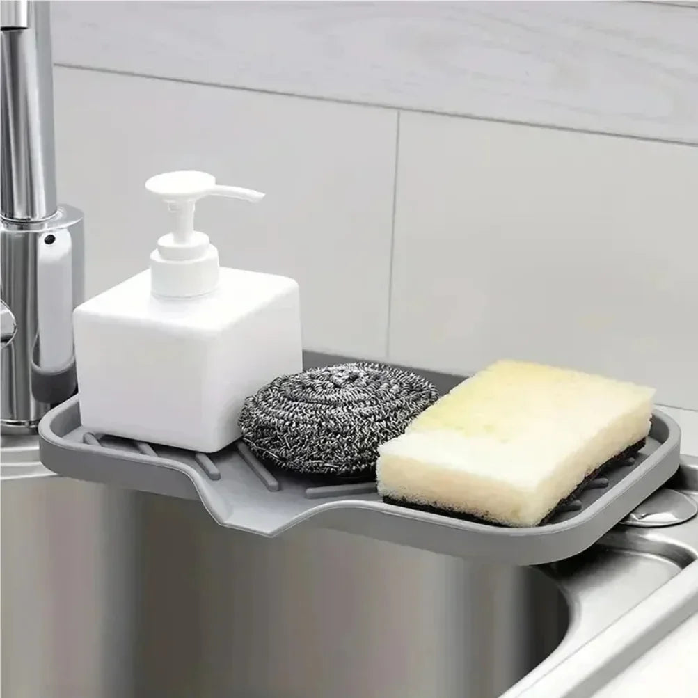 Silicone Sink Tray Soap Sponge Holder Kitchen Organizer