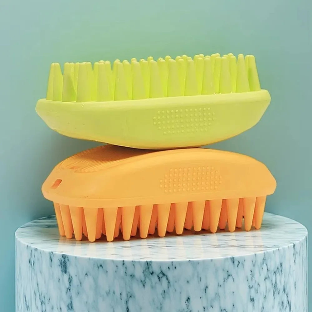 Silicone Pet Bath Brush – Dog & Cat Grooming Hair Removal