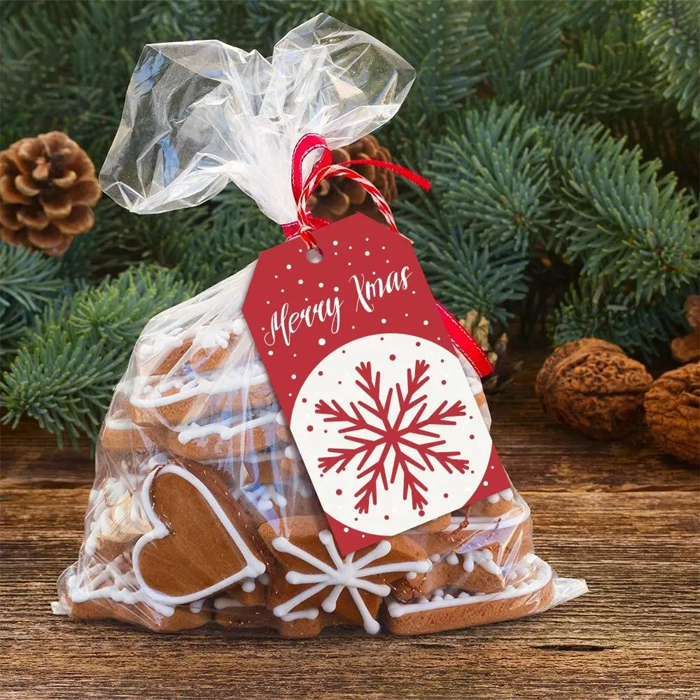 50Pcs Christmas Gift Tags with Twine – Cartoon Holiday Labels