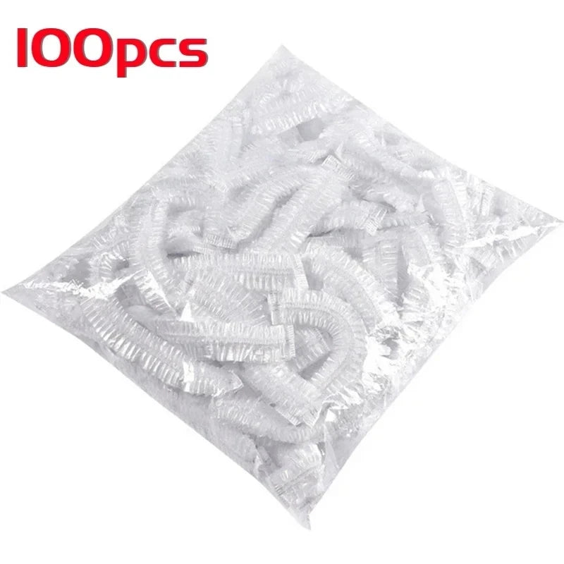 100-Pack Disposable Shower Caps – Waterproof Hair Covers