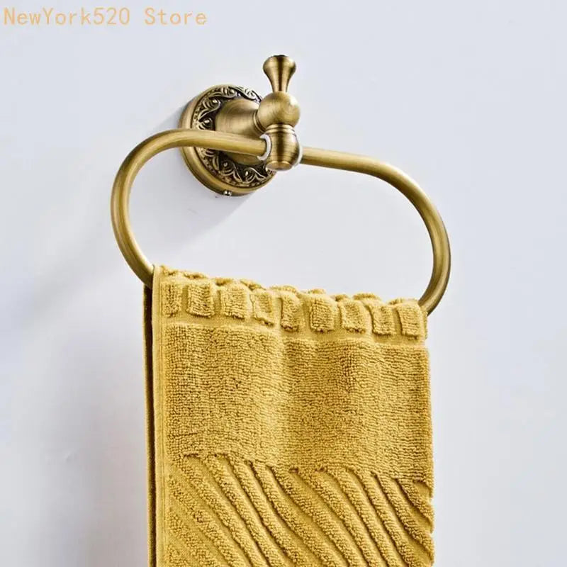 Wall Mounted Brass Towel Ring – Antique Oval Bathroom Holder