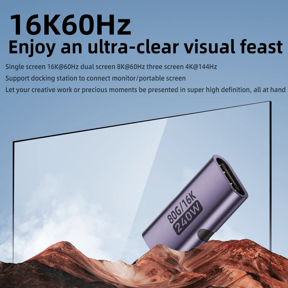 USB4 80Gbps USB-C Female to Female Adapter – 240W, 8K@60Hz