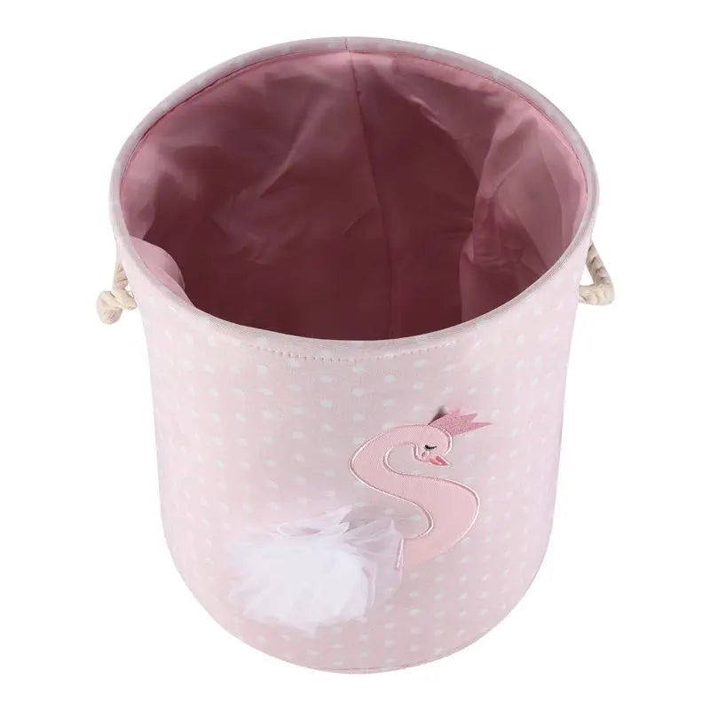 Pink Swan Drawstring Laundry Basket Large 35×40cm Organizer