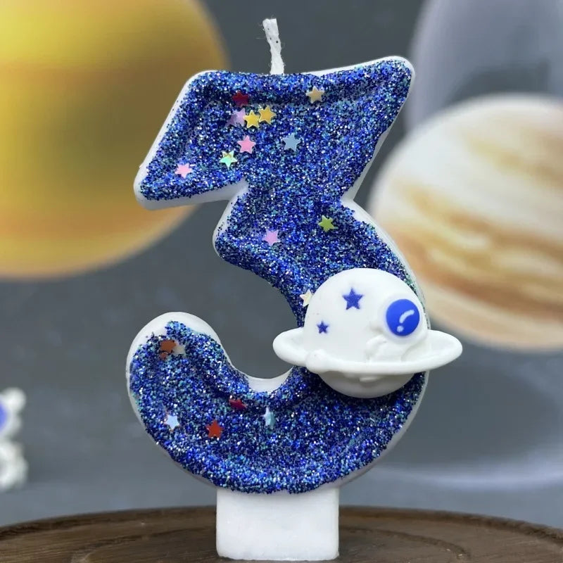 Number Birthday Candles Planet Universe Cake Topper