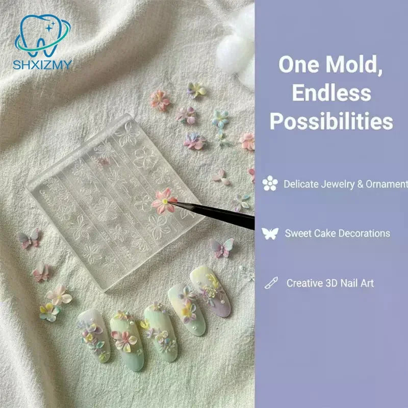 Silicone Nail Art Mold – Butterfly & Flower DIY Template