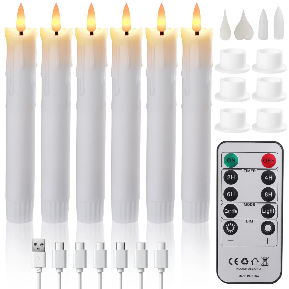 USB Rechargeable Flameless LED Candles with Remote – 6 Pack
