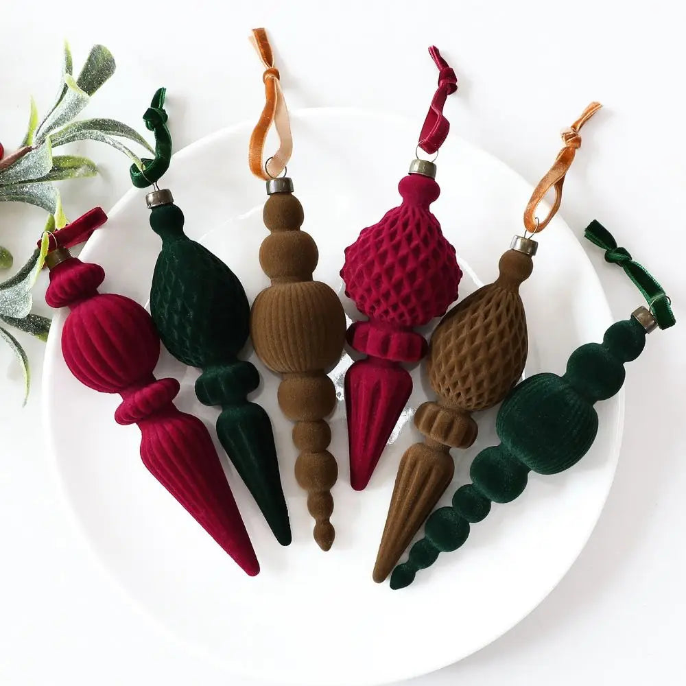 Flocked Glitter Christmas Ball Ornaments Set of 9 – 18cm Baubles