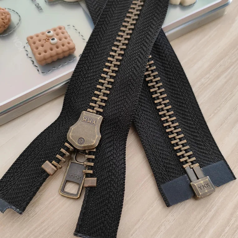 YKK8 Metal Bronze Open-End Zipper for Jackets & Garments