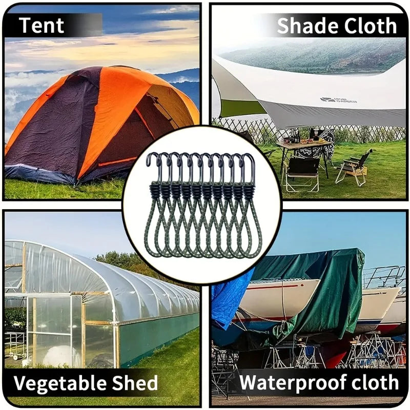5-Pack Elastic Tent Rope Cord Hooks for Camping Tarp & Canopy