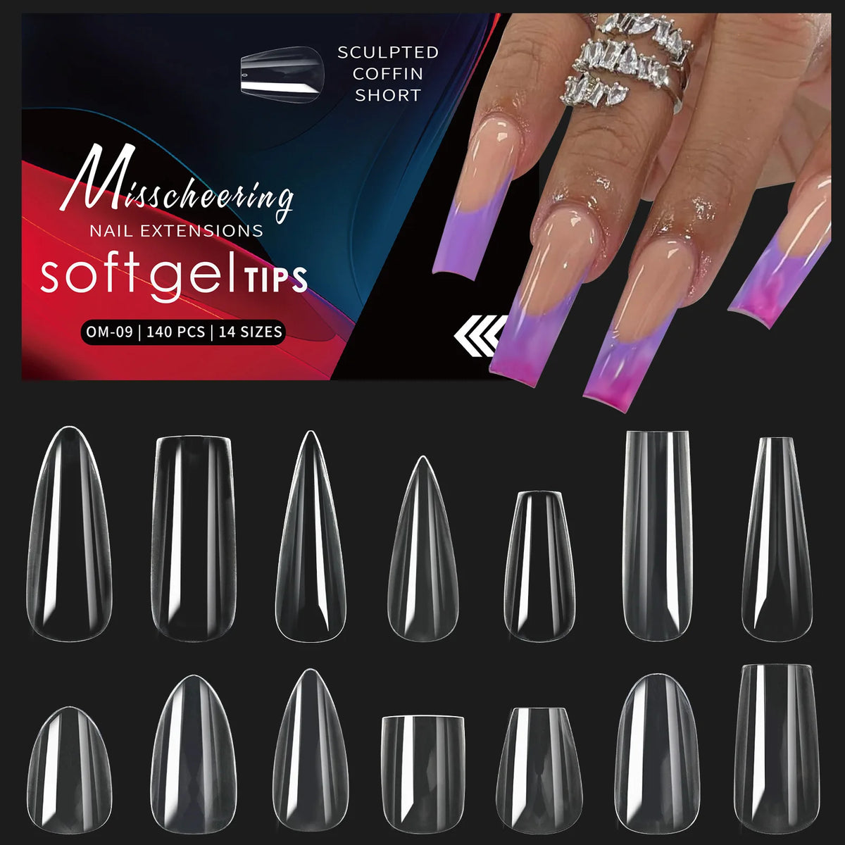 120pcs Clear Soft Gel Nail Tips – 14 Arch Styles Full Cover