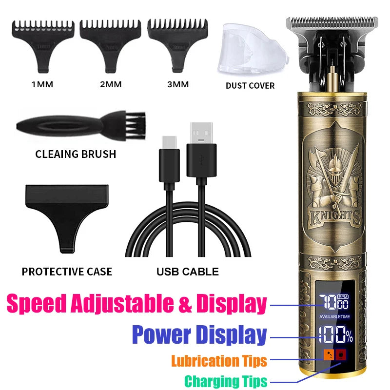 Vintage T9 Rechargeable Hair Clipper & Beard Trimmer for Men