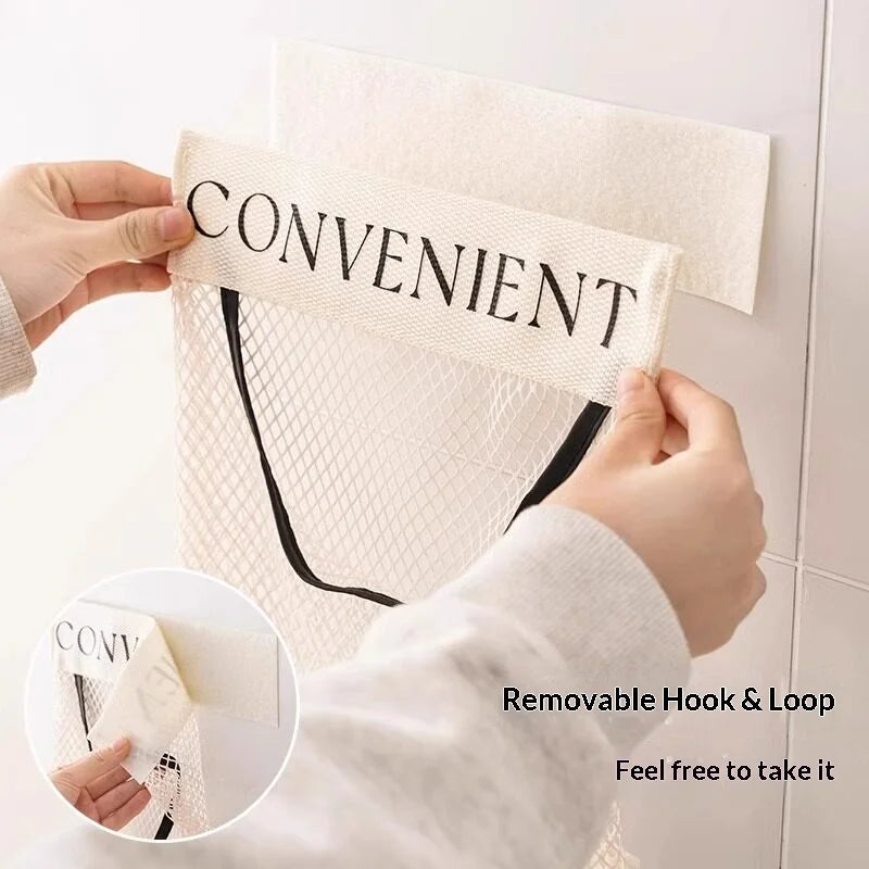 Wall Mount Mesh Bag Organizer – Adhesive Kitchen Bag Dispenser
