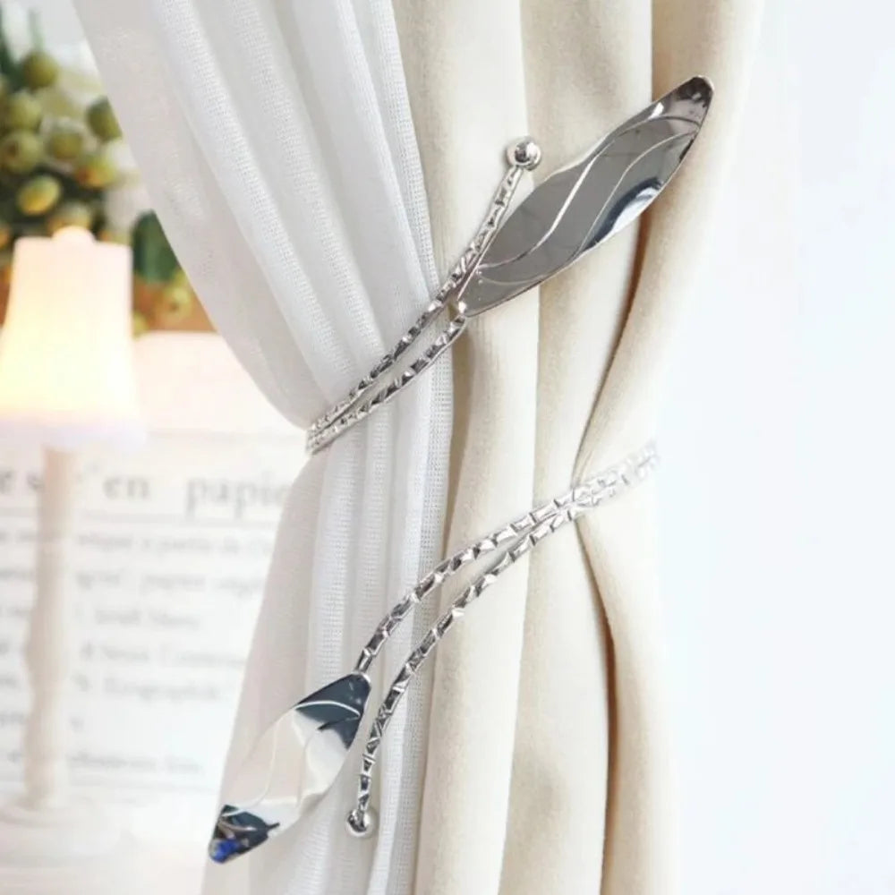Leaf Shape Metal Curtain Tiebacks – Vintage Adjustable Clip