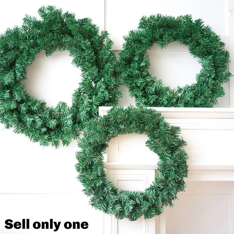 Artificial Green PVC Wreath 40cm – Christmas & Fall Door Décor