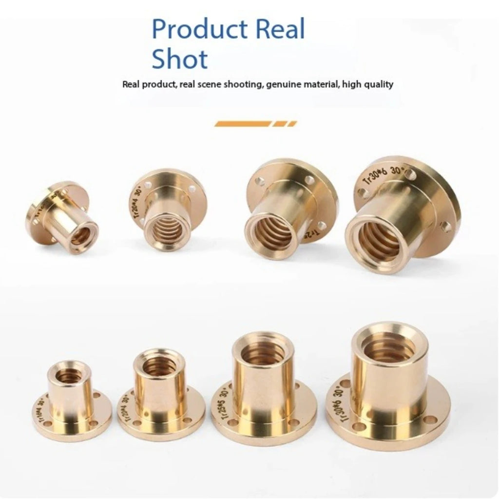 Brass Round Flange Trapezoidal Nut Tr10–Tr30 Positive & Reverse