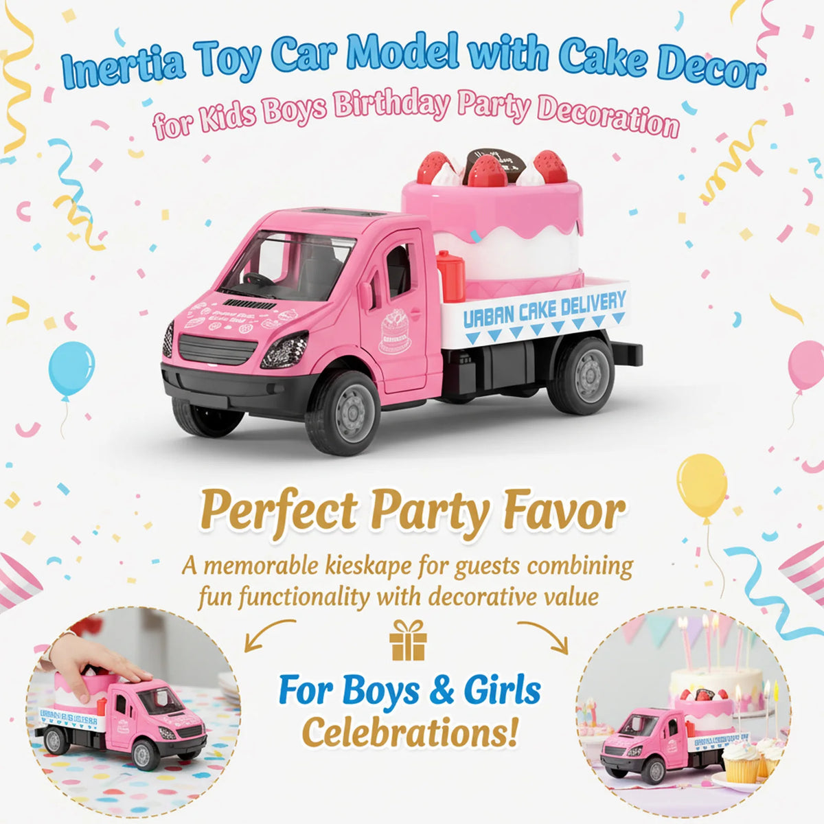 Mini Pull-Back Inertia Toy Car – Cake Topper & Kids Play