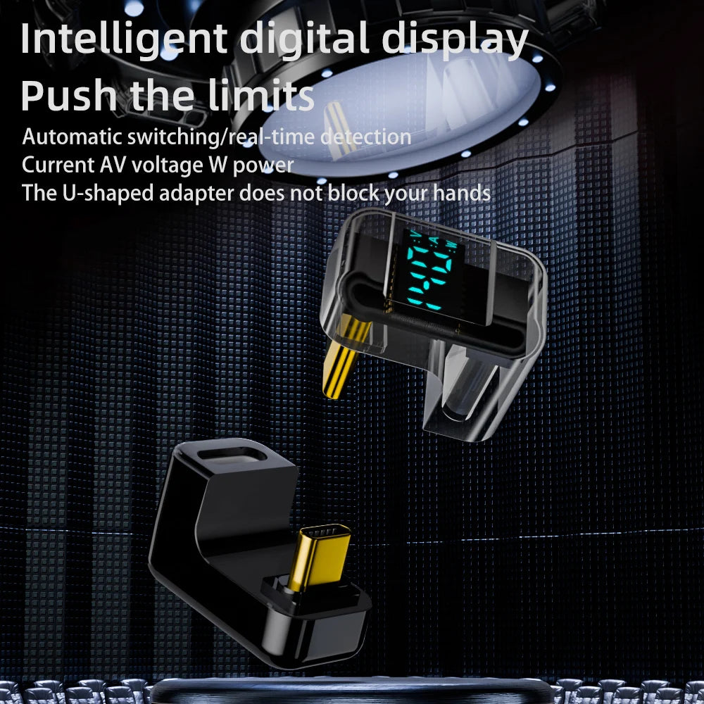 140W USB-C Elbow Adapter Digital Display 40Gbps 8K@60Hz