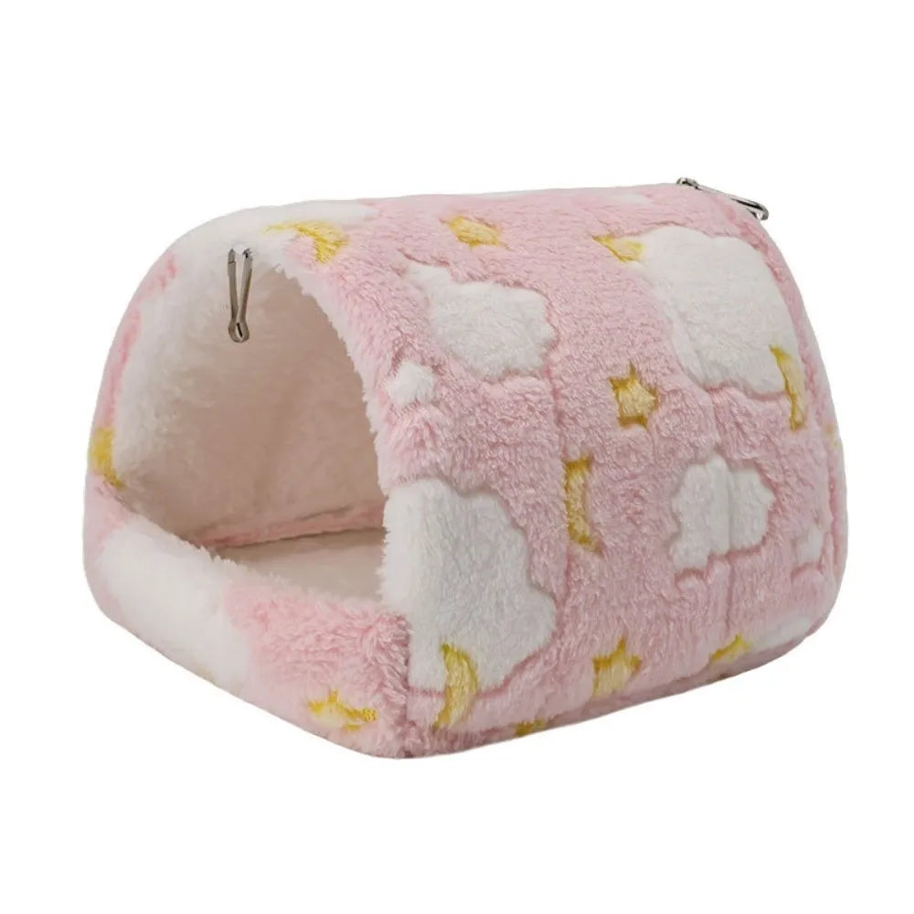 Hanging Plush Parrot Nest – Warm Cotton Bird Hut Hammock