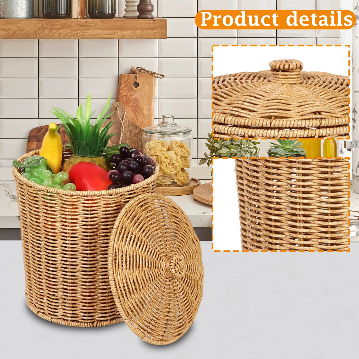 Handwoven Laundry Basket with Lid – Large Storage Bin