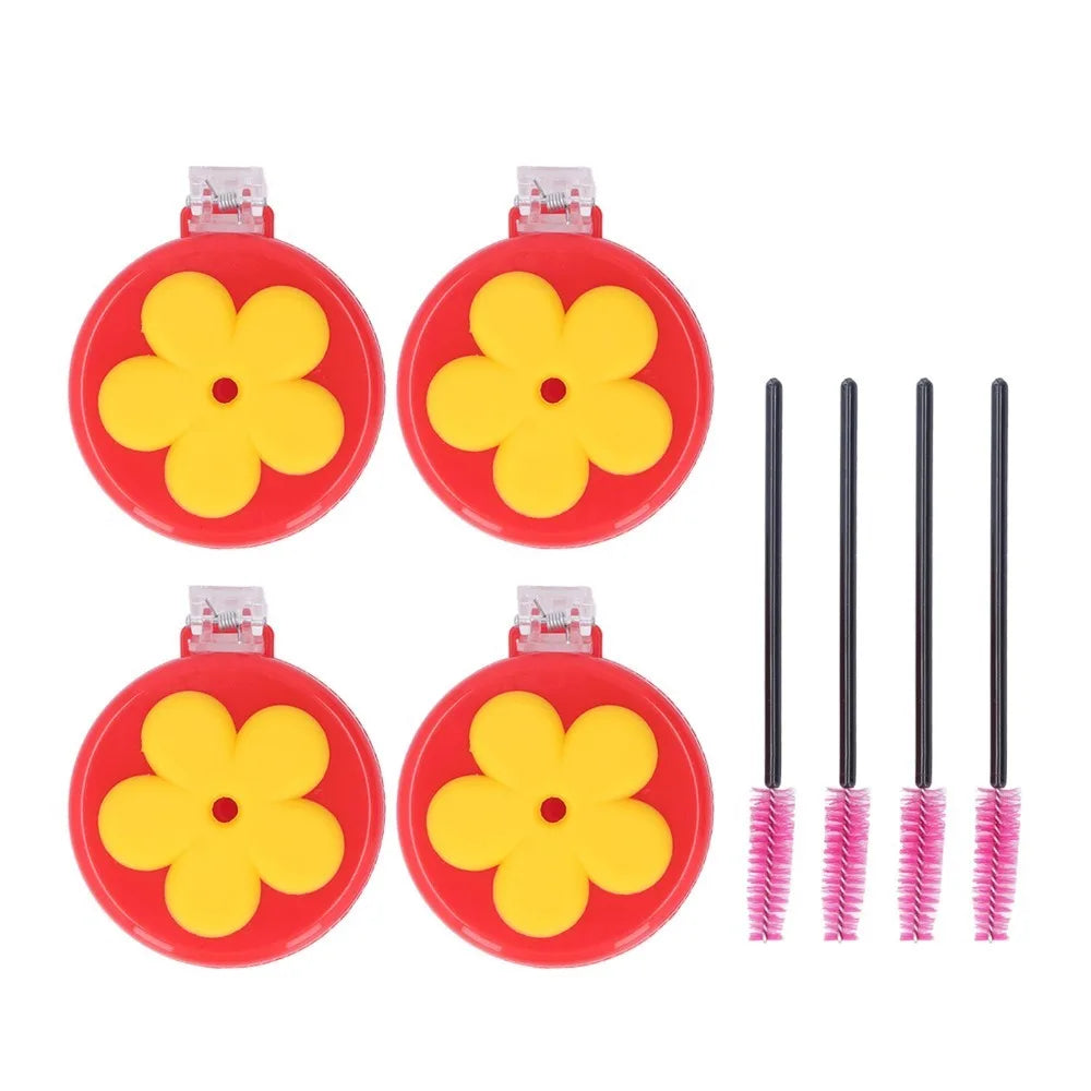4-Pack Flower Hummingbird Clip Feeders with Cleaning Brushes