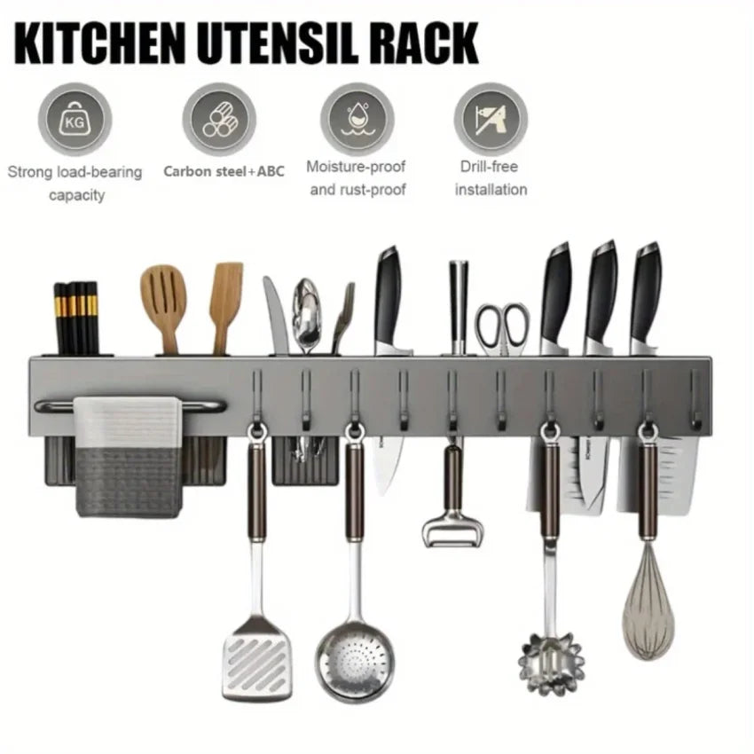 VIBE Wall Mounted Knife Rack & Kitchen Organizer No Drill