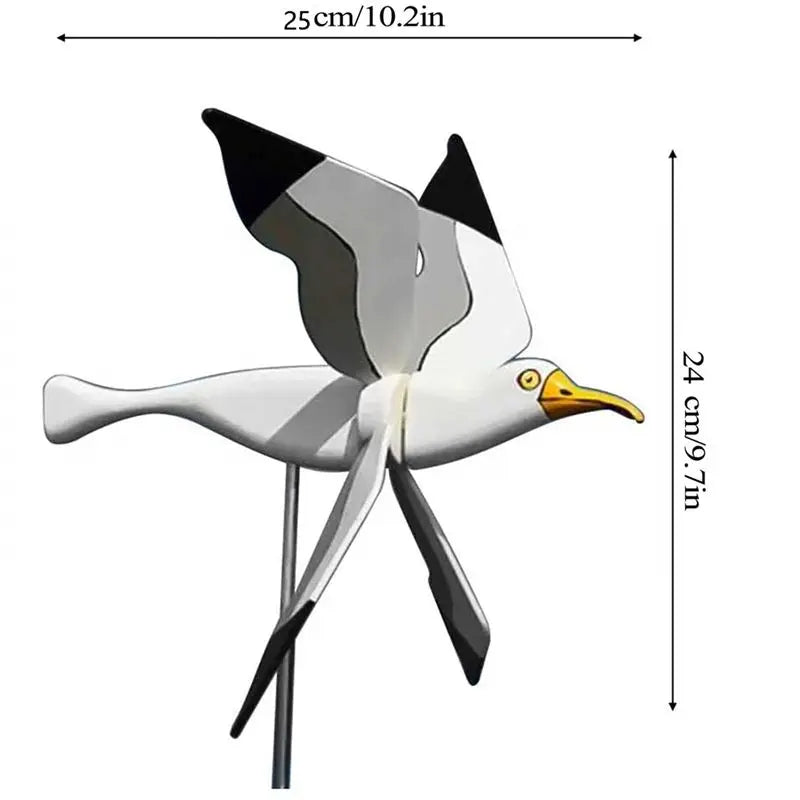 Flying Bird Windmill Garden Spinner – Seagull Whirligig Decor
