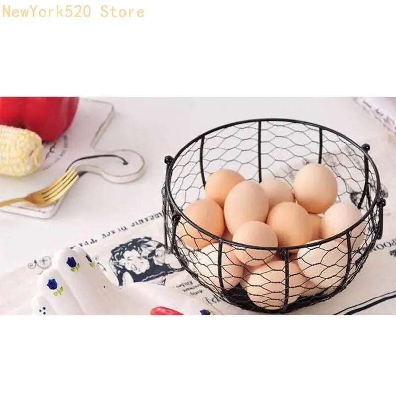 Metal Wire Egg Basket – Farm-Style Kitchen Counter Storage