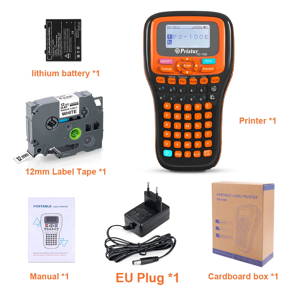 Labelwell PS100E Portable Label Maker – Auto Cut, TZe Compatible