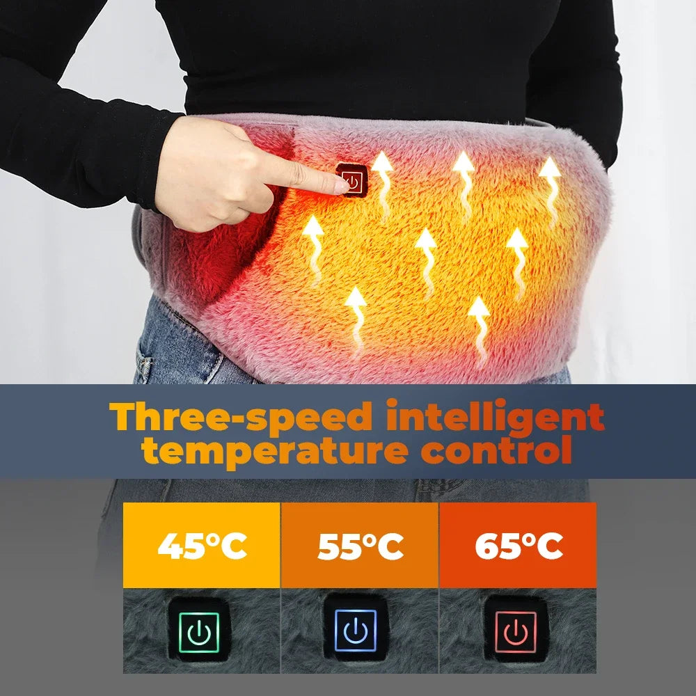 USB Electric Heating Pad Waist Warmer Belt – 3 Modes Crystal Velvet