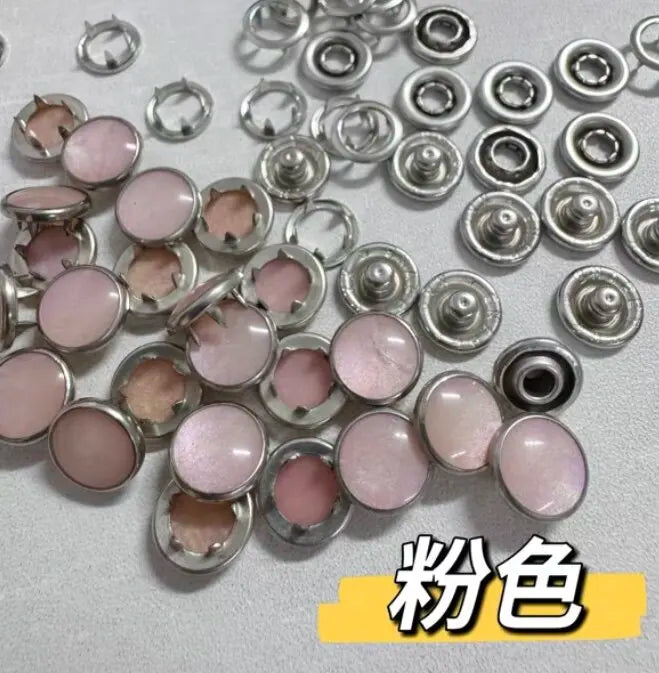 Pearlescent Pink Five-Claw Metal Snap Buttons – Jeans Buckle