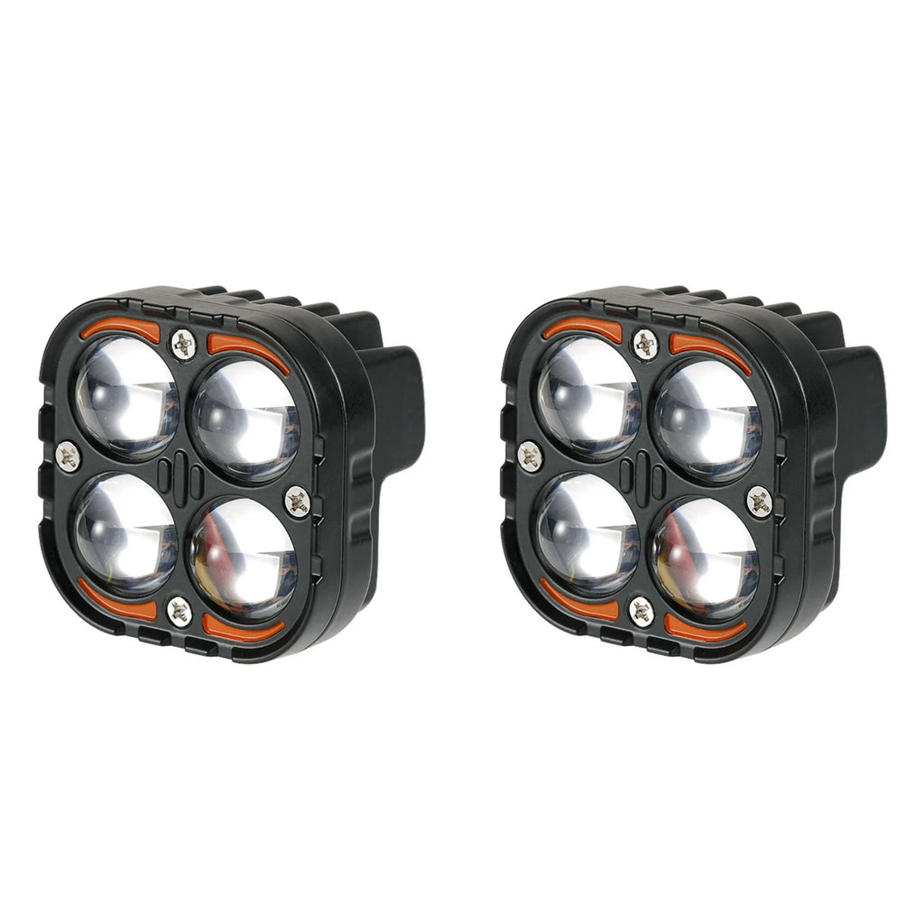 Dual Color LED Motorcycle Spotlights 24V Auxiliary Driving Lamps 2-Pack