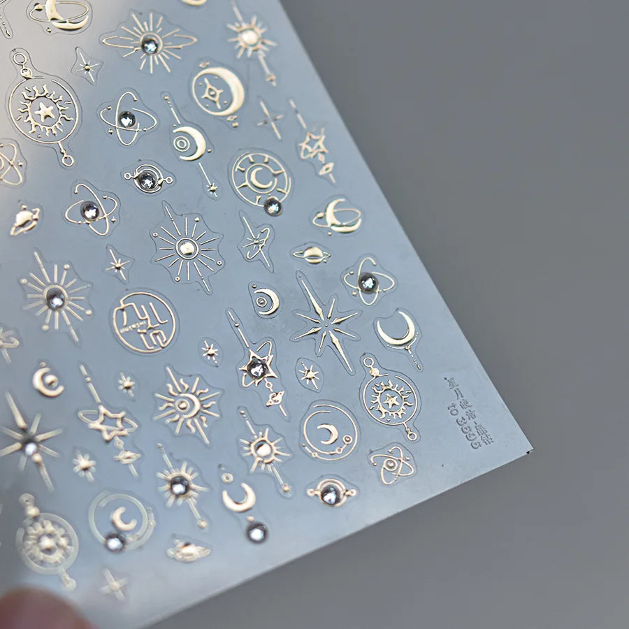 Crystal Star Moon Nail Stickers – DIY Nail Art Decals