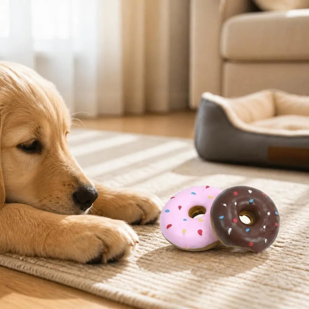 10-Pack Latex Donut Squeaky Dog Toys for Puppies & Small Dogs