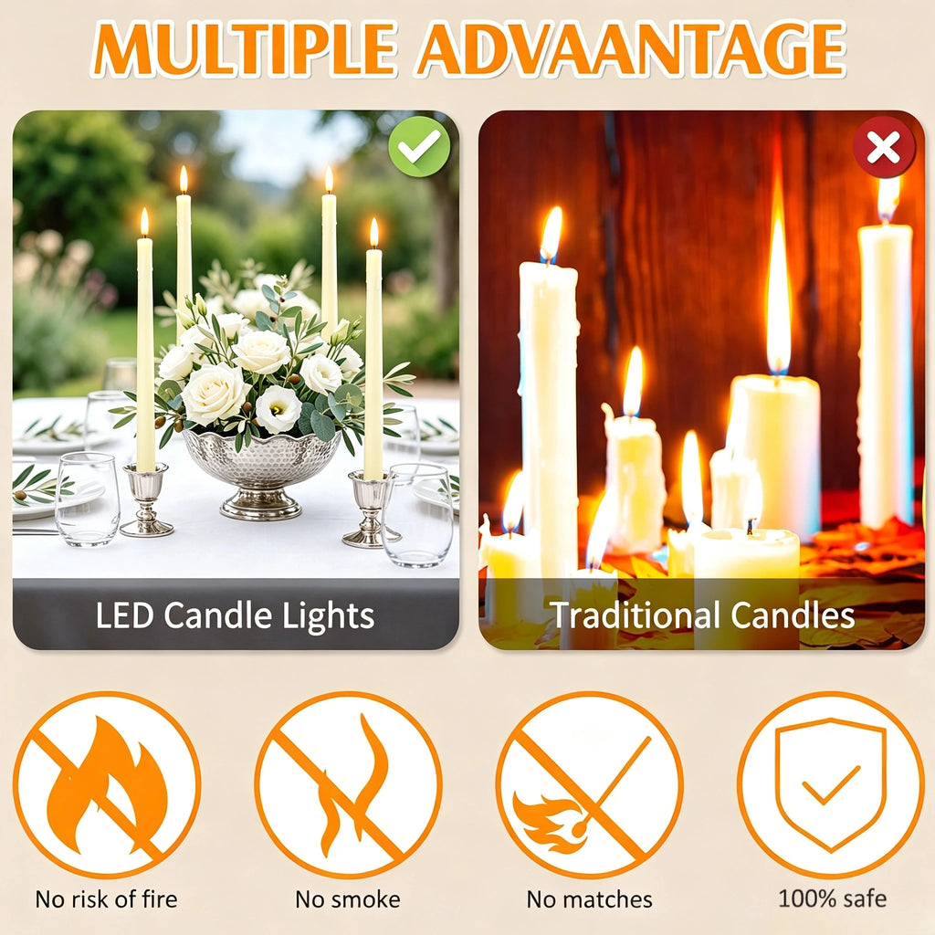 Flameless LED Taper Candles 12/24 Pack with Remote & Timer