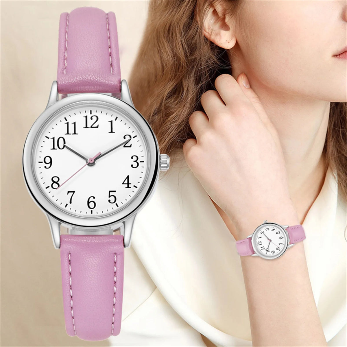 Women's Japan Movement Quartz Watch Leather Strap Arabic Dial