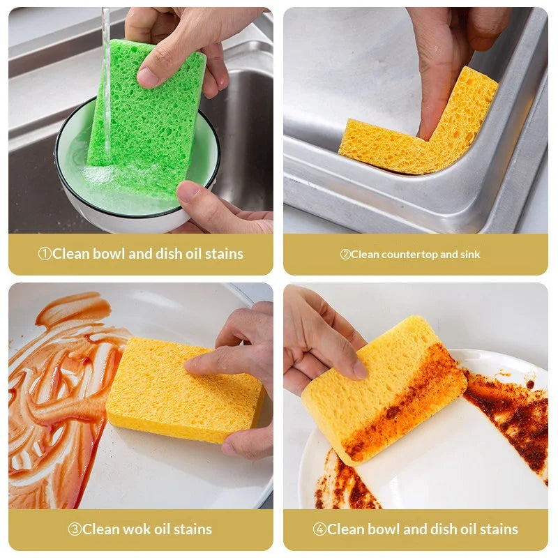 Wood Pulp Kitchen Sponge – Absorbent Non-Stick Scouring Pad