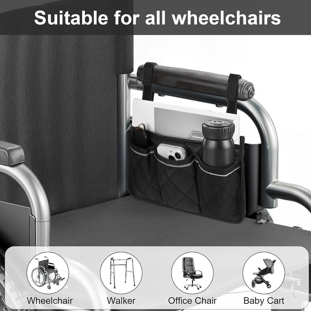 Wheelchair Armrest Side Storage Bag – Large Capacity Pouch