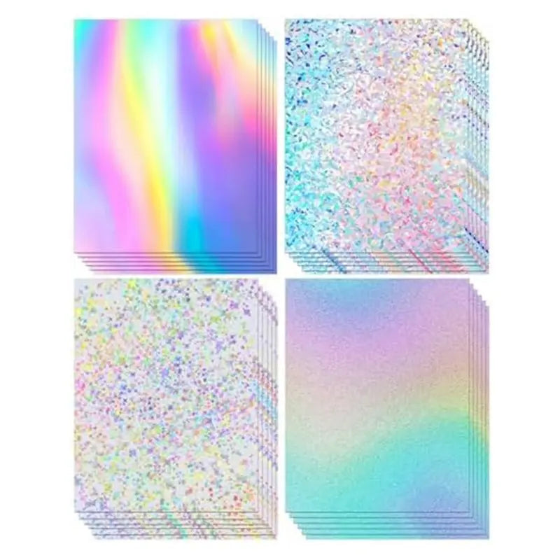 72-Sheet Holographic Cardstock 8.5x11 Glitter Rainbow Mirror Paper