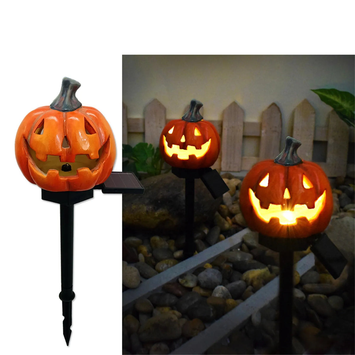 Solar Halloween Pumpkin Stake Lights – Waterproof Garden Décor