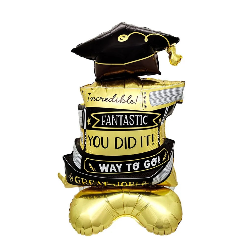 Large Graduation Foil Balloon – Black Gold Bachelor Cap Decor