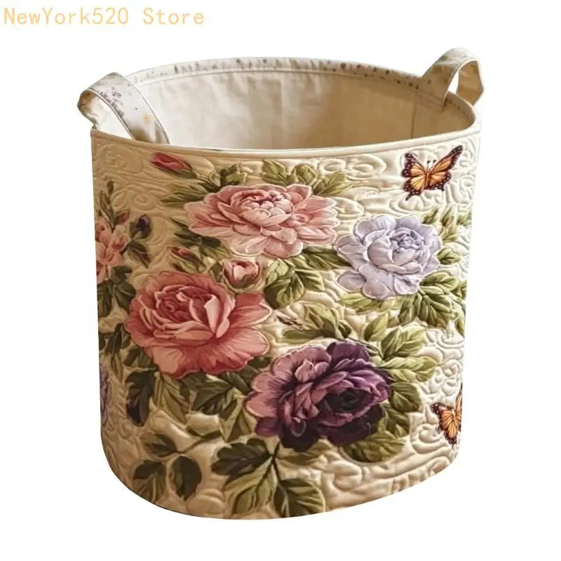Quilted Foldable Laundry Bin with Handles | Bedroom Organizer